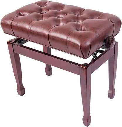 ZHOUYANB Piano Stool Dressing Table Genuine Leather Bench Keyboard Padded Cushion Filling with High Resilience Sponge 65 X 34 47-57cm (Mahogany One Size)