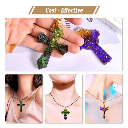 SWUAVD Cross Resin Molds, 9×7inch Epoxy Resin Cross Molds Silicone Molds for Keychain DIY Craft Necklace Jewelry Pendant Making Halloween Gifts