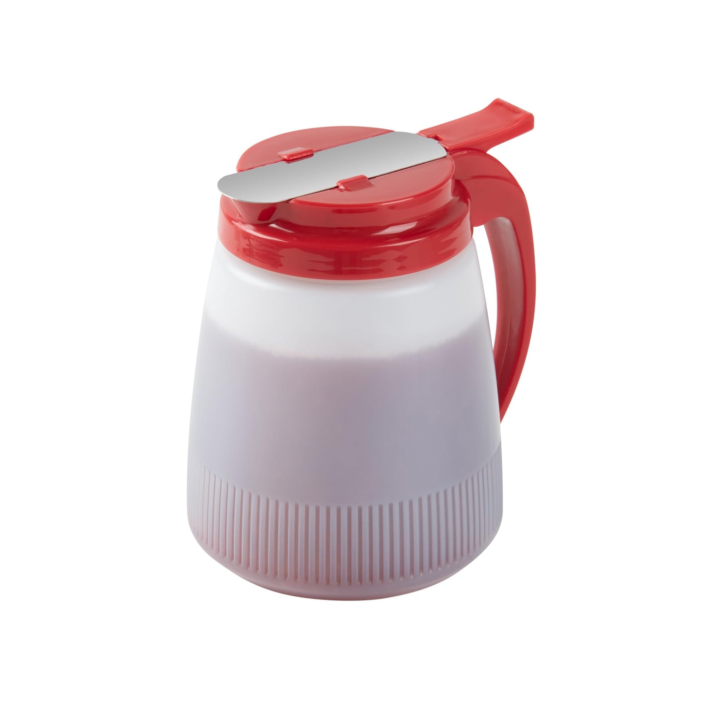Restaurantware-Chef 101 32 Ounce All Purpose Syrup Dispenser, 1 Honey Dispenser - Red Top, Stainless Steel Slide Cover, Plastic Pancake Syrup Bottle, Perfect For Diners, Restaurants, Home