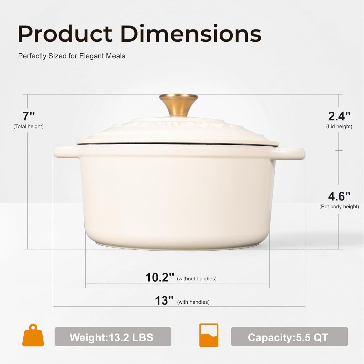 5.5QT Parmedu Enameled Cast Iron Dutch Oven for Sourdough Bread Baking, Easy Cleaning, Versatile for Stewing, Roasting