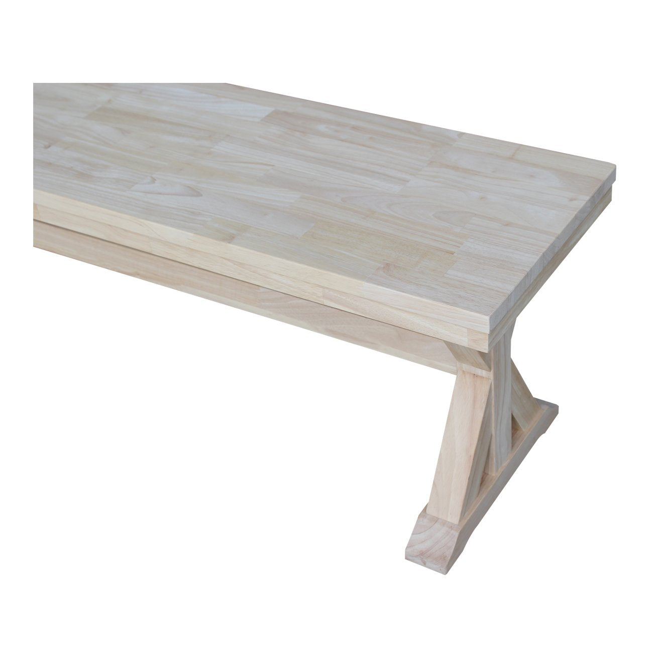IC International Concepts, Canyon Collection Solid Bench, Solid Real Wood, Sturdy Parawood, Entryway/Dining/Living, 60"W x 14.56"D x 18"H, 450 lbs Weight Capacity, Paint/Stain Ready, Unfinished