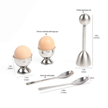 Soft Hard Boiled Egg Cutter Topper Set Egg Cracker with Include 2 Cup 2 Spoon 1 Topper Cutter Shell Separator Remover Stainless Steel Kitchen Tool
