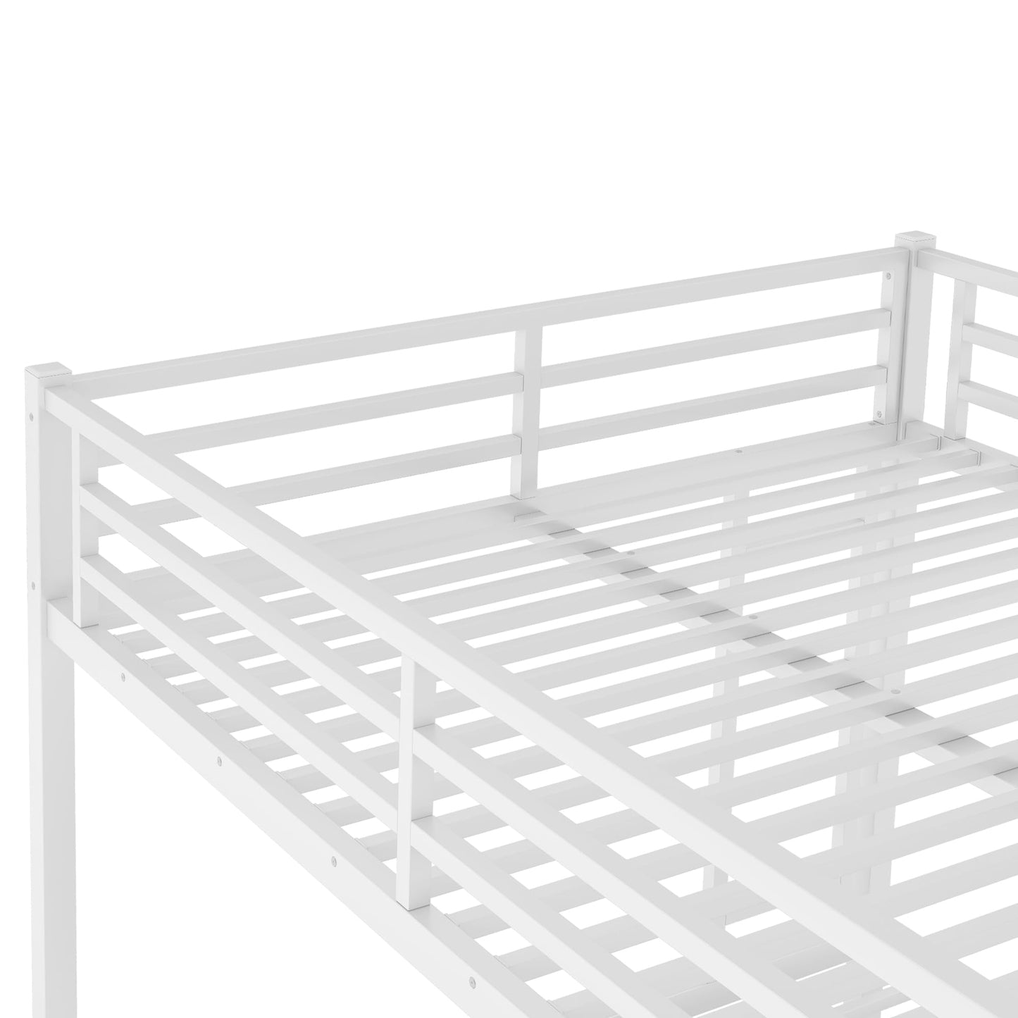 Queen Over Queen Bunk Bed for Adults, Teens, Heavy Duty Bunk Beds with 2 Ladder and Safety Guardrails, Adults Bunk Beds with Noise-Reducing Rubber Stoppers, Easy Assemble, White