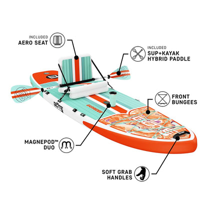 BOTE EasyRider Aero Inflatable Stand Up Paddle Board MAGNEPod Blow Up Hybrid iSUP Convertible Seat Included Adults Kids Family Friendly Multiple Sizes