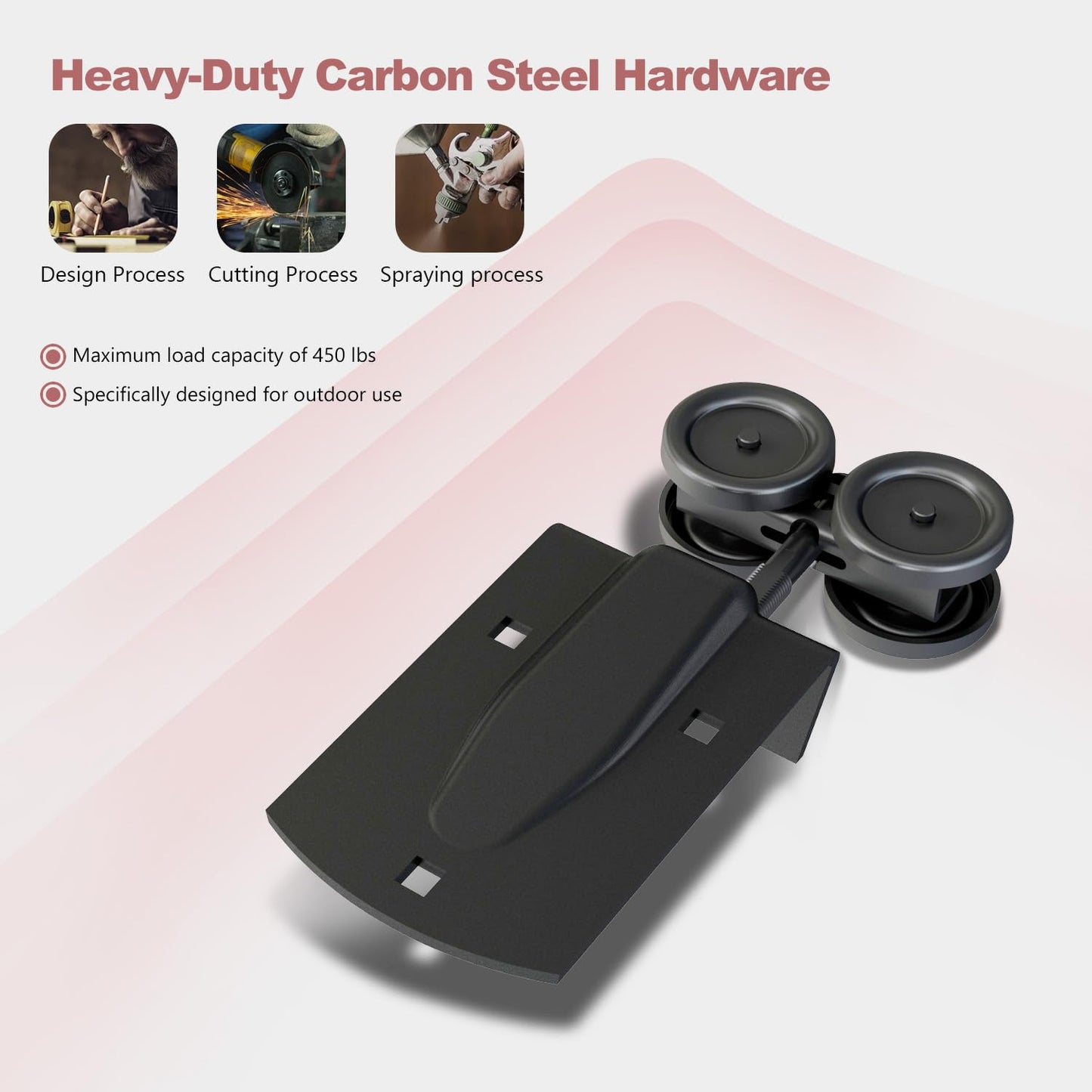 HARDJULAN 20FT Heavy Duty Box Rail Exterior Sliding Barn Door Hardware Kit, 450 lbs Capacity, Black Powder Coated Finish,Kit for Outdoor,Fit MAX 2 X Door Width 120in