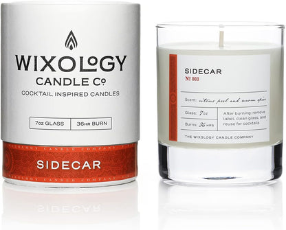Wixology Cocktail Inspired Bourbon Candle - Sidecar Scent - Hand Poured Coconut and Soy Blended Wax in Re-Usable Rocks