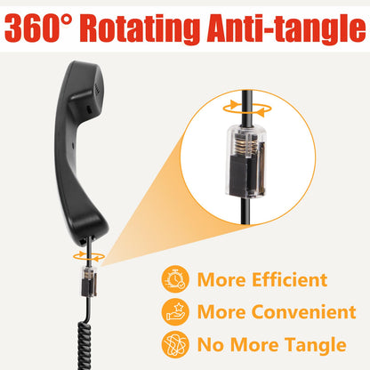 Uvital Telephone Handset Cord Detanglers, 2 Pack Landline Handset Cord Cable 10Ft Uncoiled(1.2 Ft Coiled) and 2 Pack Anti-Tangle Untangler 360 Degree Rotating Swivel Cords(Black)