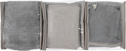 Household Essentials Under Bed Sweater Storage Bags, Zippered with Clear Vision Panel, Set of 3, Silver/Gray