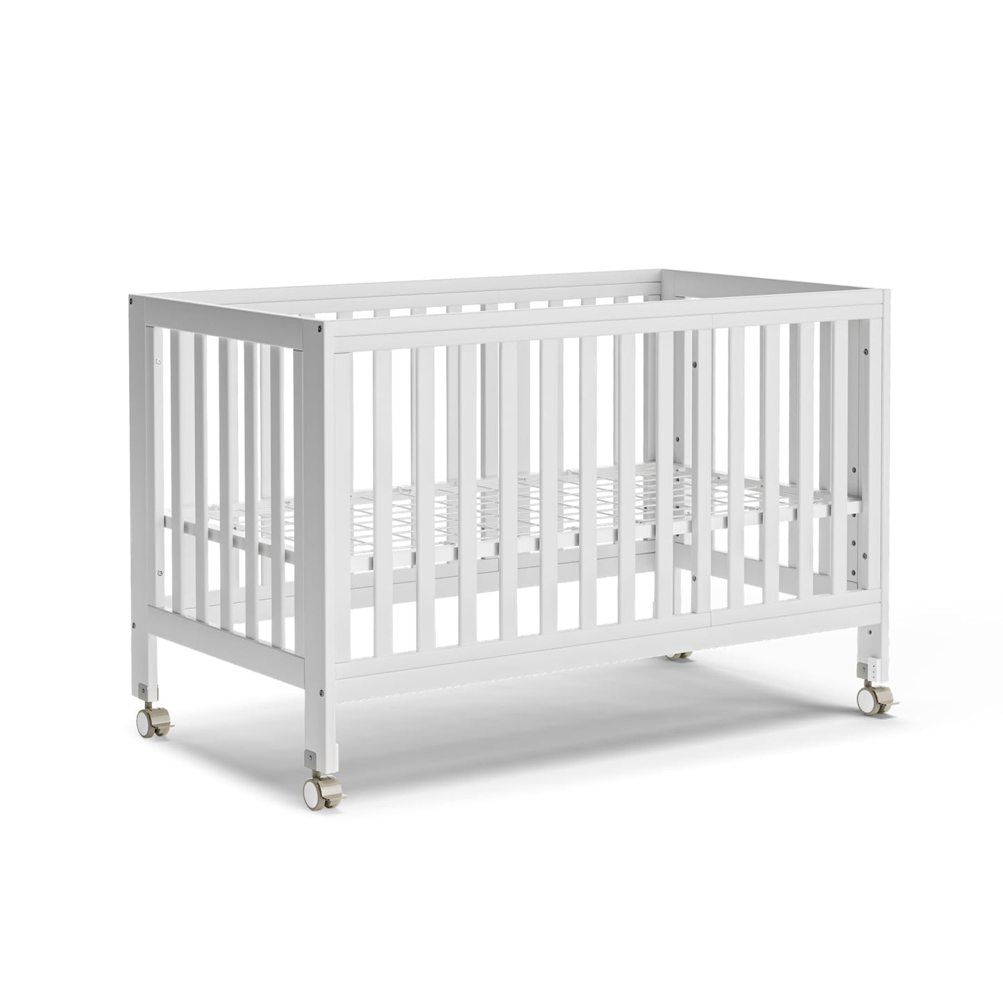 MAMAZING EvoNest Baby Crib, 11 in 1 Convertible Crib with Wheels, 100% New Zealand Wood Growing Bed, Full Size Crib for Baby, 4 Adjustable Mattress Height, White