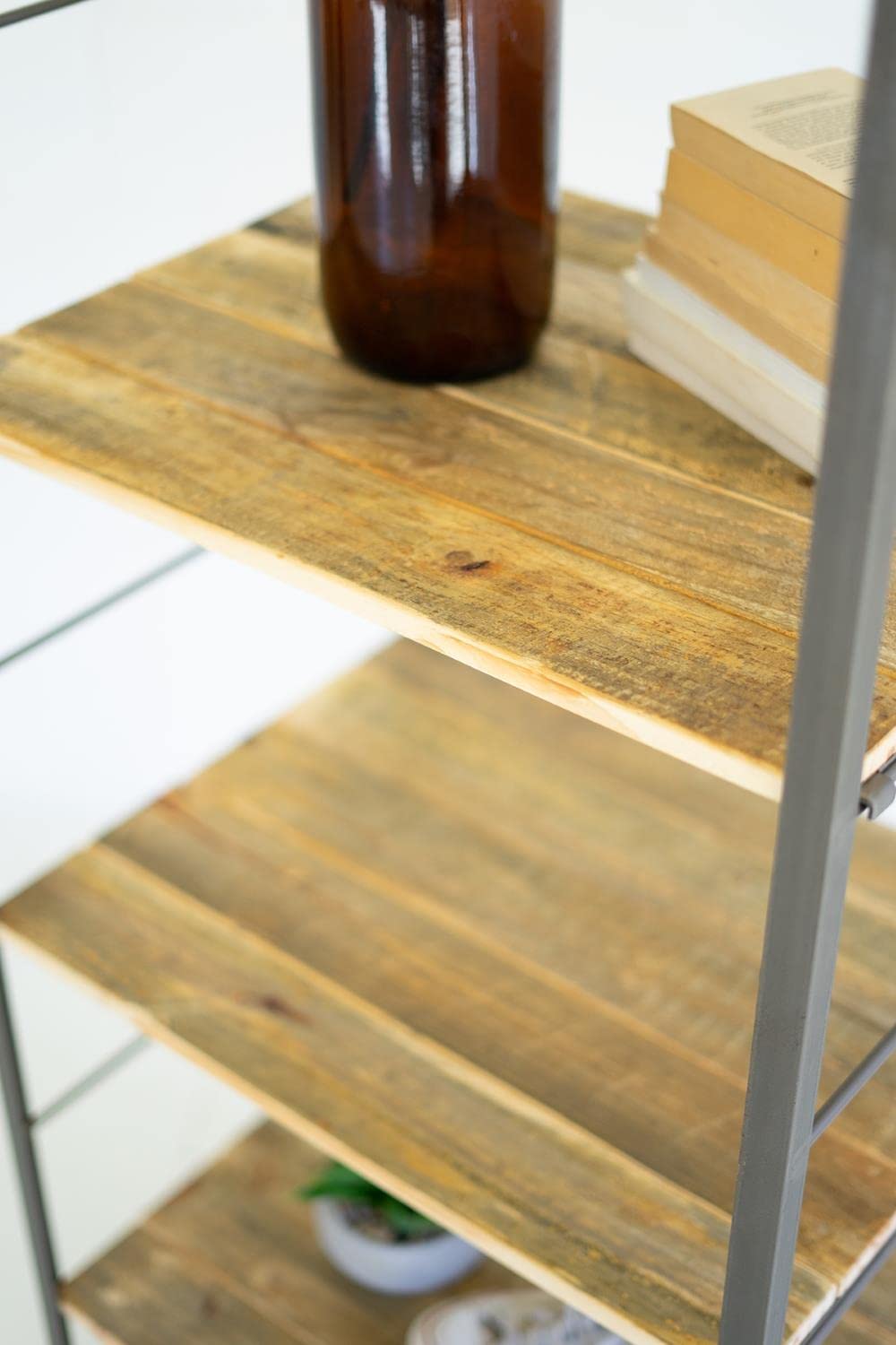 KALALOU CQ7564 Tall Shelving Unit with Adjustable Recycled Wood Shelves