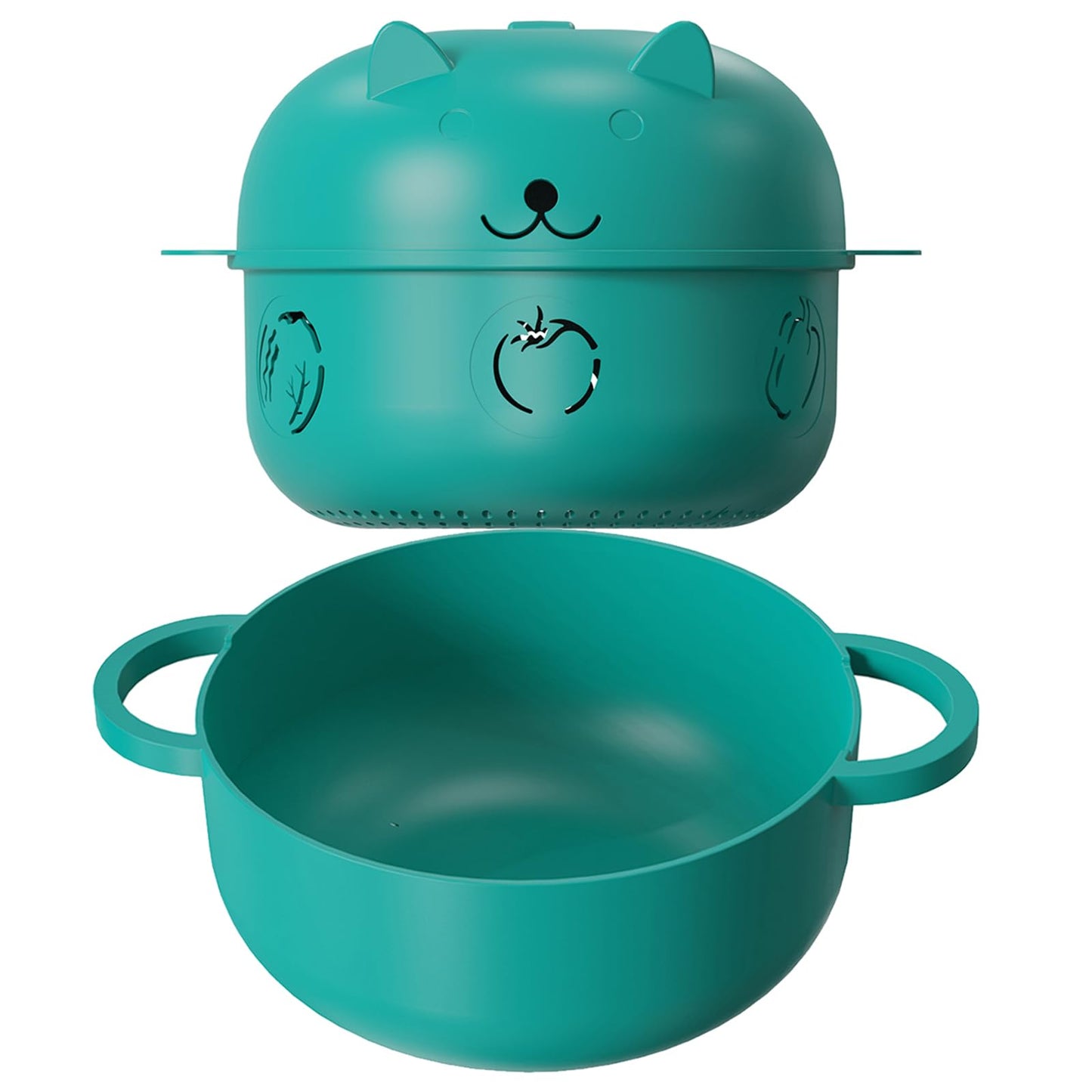 68 OZ Microwave Ramen Bowl, Noodle Cooker, Steamer for Cooking Food and Vegetables with Removable Strainer, Green