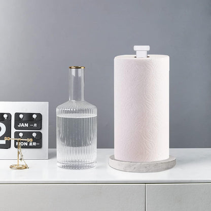 27HZYS Countertop, Paper Towel Holder Standing Paper Towel Roll Holder for Kitchen Bathroom, with Weighted Marble Base