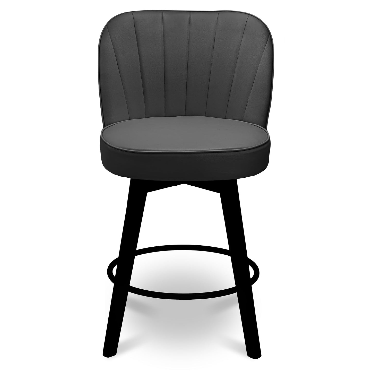 MINCETA 360° Swivel Bar Stools Set of 4, 26 Inch Counter Height Bar Stool with Shell Backrest, PU Leather Upholstered Bar Chair with with Footrest, for Kitchen Island, Home Bar, Dark Gray