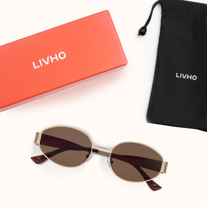 livho 2025 Trendy Oval Sunglasses - Stylish Polarized Shades for Everyday - Retro Metal Frames