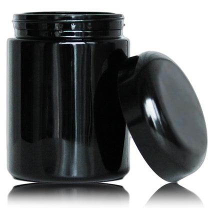 Matoolser Black Glass Storage Container Jar 250ml Half Oz with UV Protection for Spice Coffee