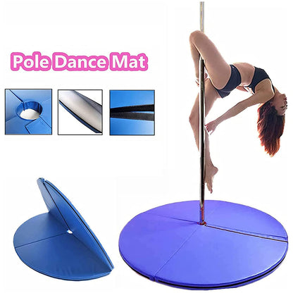 Dxcaicc Pole Dance Mat Portable Folding Round 120cm Fitness Pole Dance Crash Mat Suitable for Beginners Fitness Gymnastics Safety Non-Slip Mat,Blue,Thickness 10cm