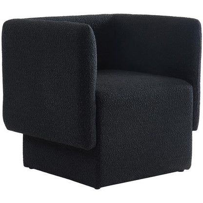 Meridian Furniture 575Black Vera Collection Modern | Contemporary Boucle Fabric Upholstered Accent Chair, Black, 31" W x 27" D x 29" H