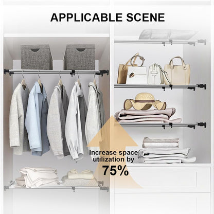 Closet 15.75-23.62inches Hershii Expandable Tension Shelf Rod Adjustable Metal Storage Rack Cabinet Organizer DIY