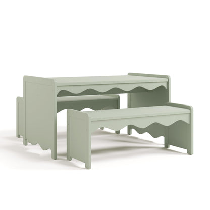 Storkcraft Casablanca Montessori Indoor Kids Table & Bench Set – Premium Kids Activity Table and Bench Set, Toddler Furniture for Crafts and Snack Time, Durable & Easy-to-Clean Surface (Sage)
