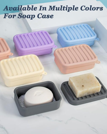 HighHerz Superior Leak-Proof Silicone Travel Soap Case, Portable Soap Container with Draining Layer, Durable Soap Box, Shatter-Proof Soap Holder for Bathroom, Gym, Travel Size Toiletry (Blue)