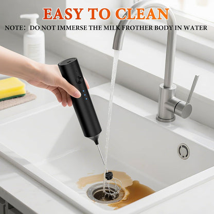 Rechargeable Milk Frother Handheld with 3 Whisk and Stand, 3 Speed Frother Wand Mixer, Dual Spring Whisk Coffee Frother for Matcha, Lattes, Cappuccino, Frappe Drink, Hot Chocolate