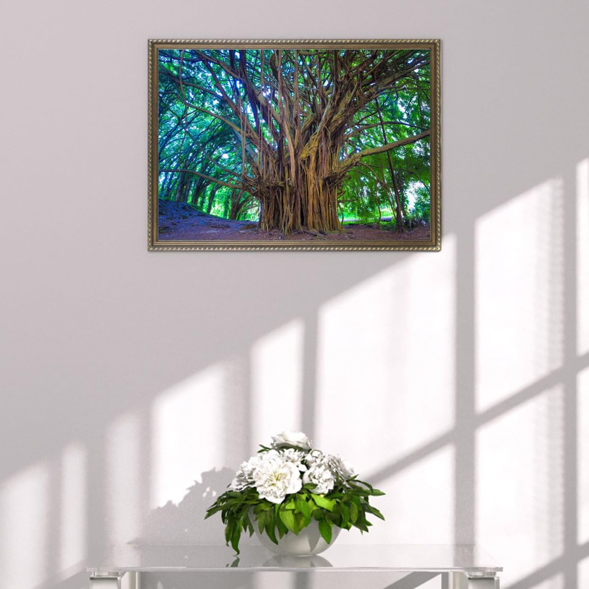 YEEIFFD DIY 5D Painting Numbering Kit Tree Banyan Hawaii Maui Kauai Landscape Nature Outdoors 12 X 16 Adult Rhinestone Painting Kit for Home Decoration