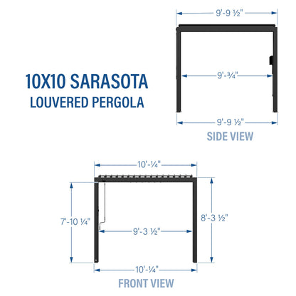 Backyard Discovery Sarasota 10' x 10' Galvanized Steel Louvered Pergola Kit with Adjustable Roof, Shade, Rain Protection, High-Wind Rating, Gutter System for Outdoor Patio, Garden, Deck, Entertaining