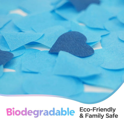 12Inches 4Pcs 4 Pack Gender Reveal Confetti Cannon - Biodegradable Powder & Heart Shaped Confetti Poppers - Blue