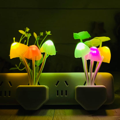 ZEZHOU Smart Sensor Led Night Lights - 2Pack 7 Color Changing Mushroom Nightlight Dusk to Dawn Sensor Auto On/Off, 0.6W Plug-in Wall Dream Bed Lamp, Gift Ideal for Nursery Baby Kids Children Adults