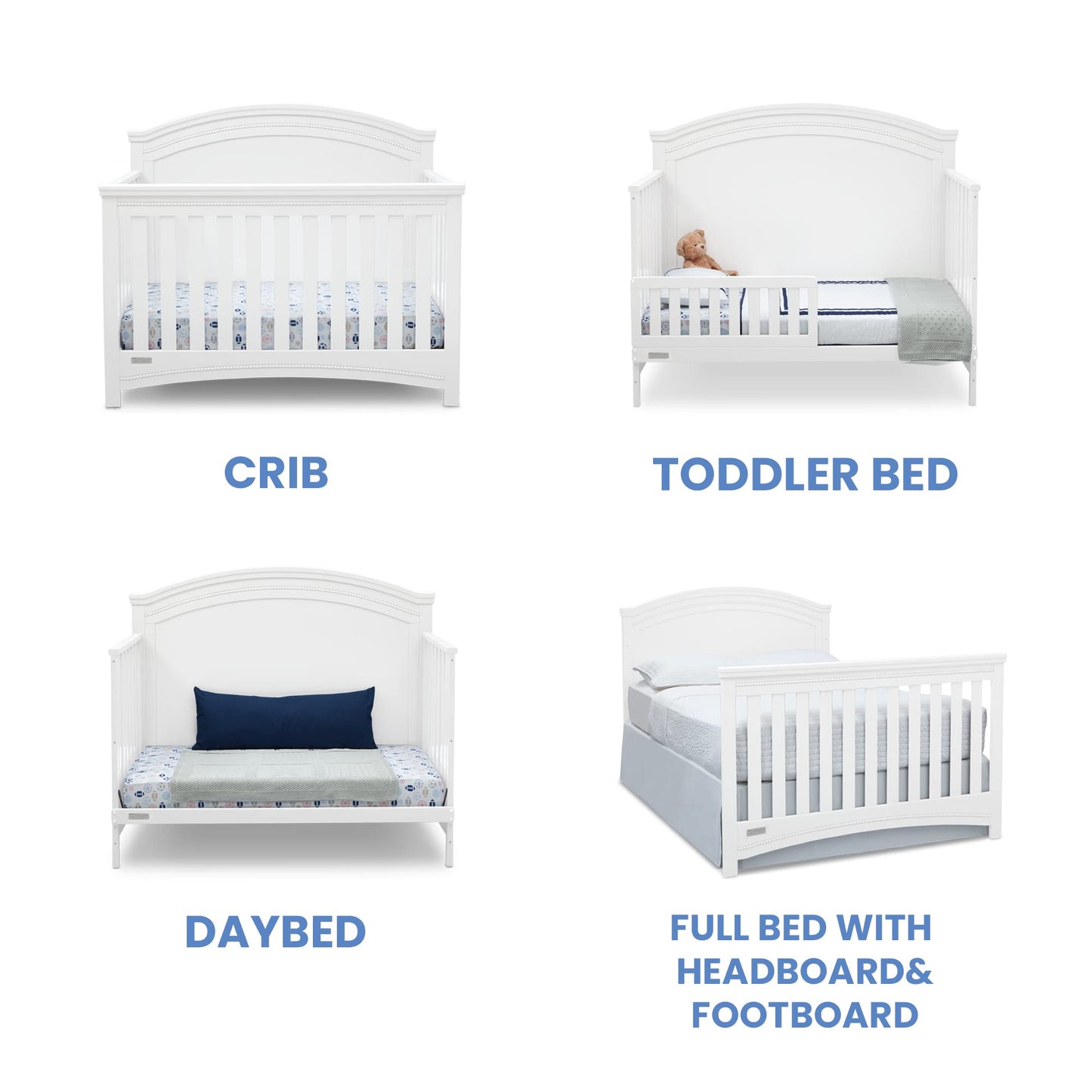 Simmons Kids SlumberTime Emma 4-in-1 Convertible Baby Crib N More - Greenguard Gold Certified, Bianca White