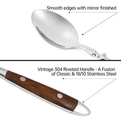 Kelenfer Silverware Set 20-Piece 18/10 Stainless Steel Brown Vintage Flatware Handle Luxury Cutlery Service for 4