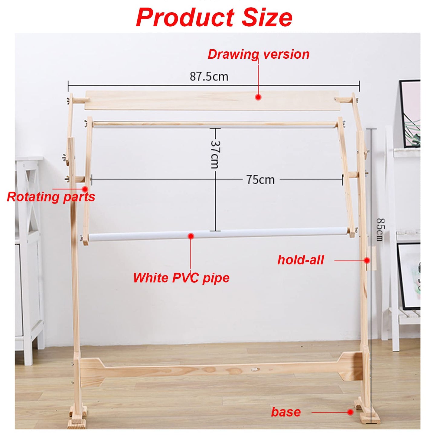 ntumLeap Cross Stitch Frame Adjustable Embroidery Stand, Wooden Frame Cross Stitch Floor Stand 360° Rotated Needlework Stand Holder Lap Table Craft Sewing Tool with Scroll Frame