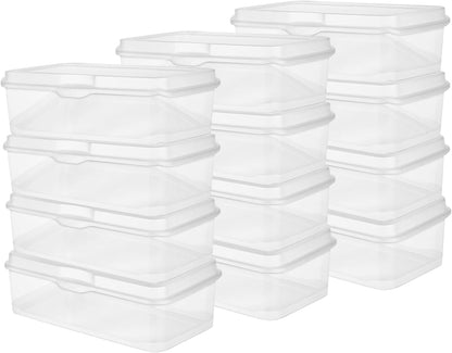 Sterilite 12-Pack Clear Flip-Top Stackable Storage Bins - Convenient Hinging Lid Design