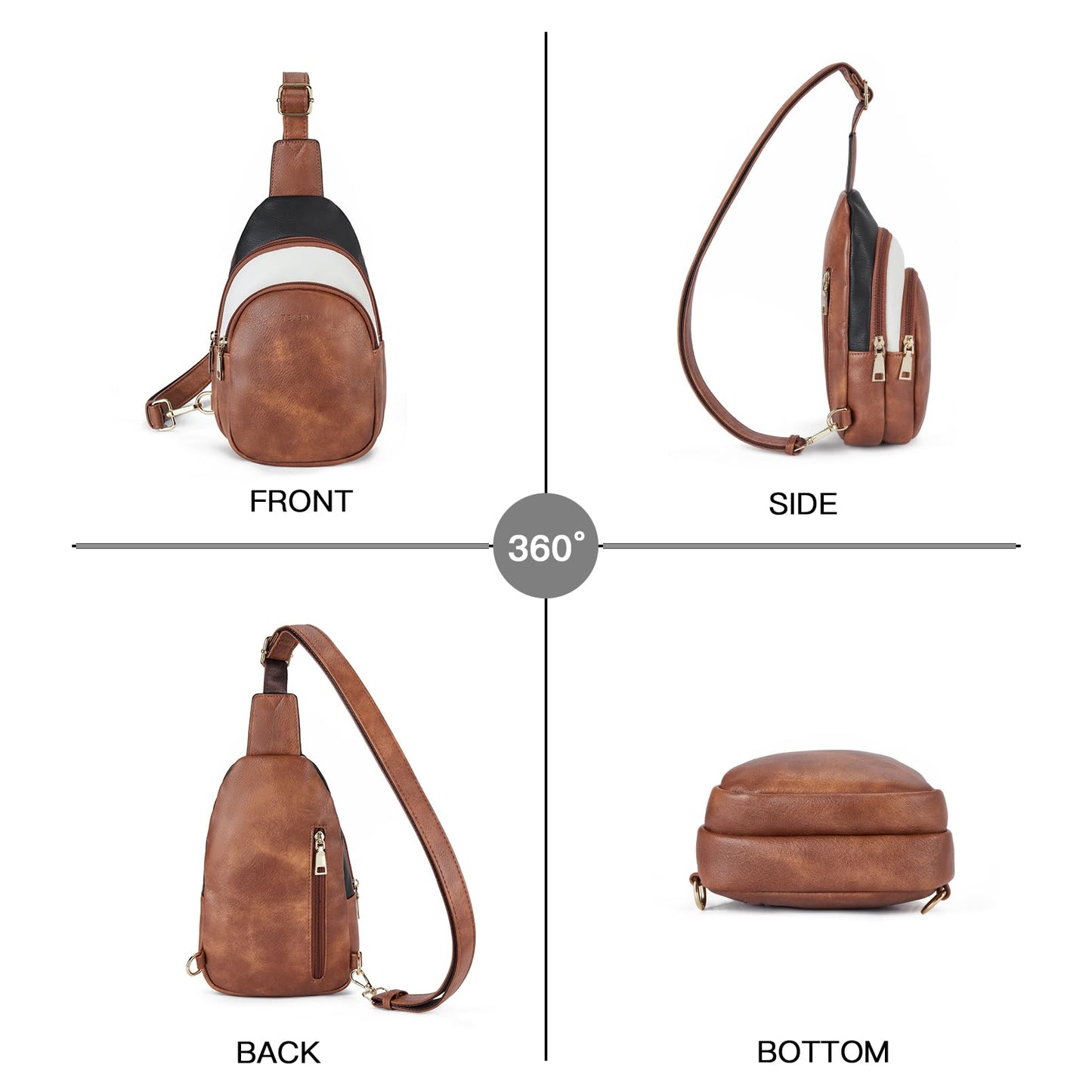 Telena Small Sling Bag for Women Leather Crossbody Fanny Packs Chest Bag for Women