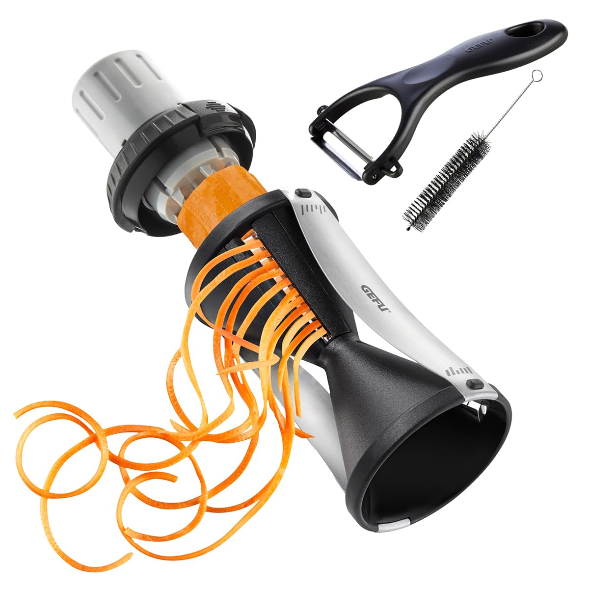 GEFU Spiralizer - Vegetable Spiral Slicer with Attachable Finger Guard - Spirelli 2.0