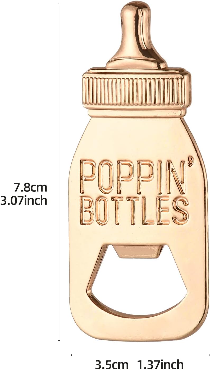 24 Packaging 24pcs) pcs Baby Shower Return Gifts for Guest Supplies Poppin Baby Bottle Shaped Bottle Opener Wedding