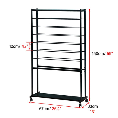 REMYS Craft Room Organiser Display Display Stand Craft Room Ribbon Holder, Floor Wrapping Paper Organizer/Large Storage Rack for Display Scarf Embroidery Rolls Sewing Cloth, Double Sided(Black)