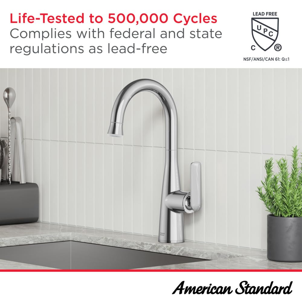 American Standard 1048274240 Aspirations Pull-Down Bar Sink Faucet, 1.8 GPM, Matte Black/Brushed Gold