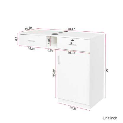 Wall Mount Barber Salon Station, Salon Storage Hair Stylist Equipment Set w,Appliance Holders,Lockable Drawers,Storage Cabinet