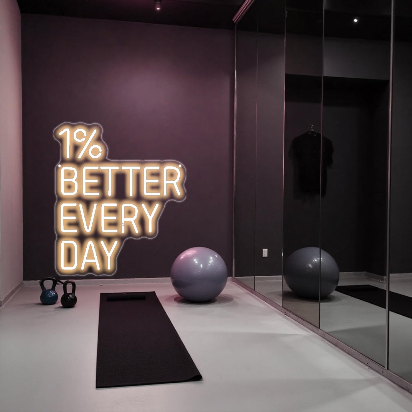 1% Better Every Day Neon Sign, Health Decor Light, Fitness Club, Gym Led Wall Decor, Inspirational Quote Sign for Classroom Office Bedroom Living Room Cafe Bookstore Gym Birthday Party Gift