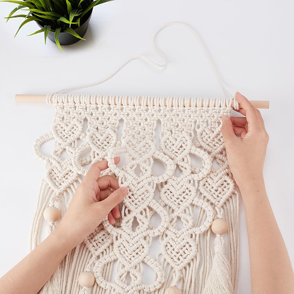 FREEBLOSS DIY Macrame Kit for Adults Beginners Bohemian Macrame Wall Hanging Ornament Creative Boho Macrame Wall Art Macrame Tapestry Gift for Mom Girls