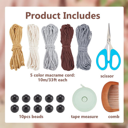 ACRNIGHEET 5PCS Macrame Kit for Adults Beginners Owl Macrame Wall Hanging Supplies Boho DIY Craft Kits for Adults Includes Instruction with Video Home Decor