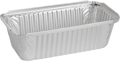 Juvale 50 Pack Aluminum Foil Disposable Loaf Pans: 2 lb with Lids for Baking Bread, Heating, Storing Food