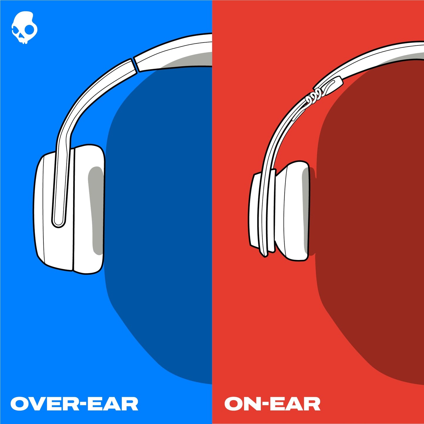 Skullcandy Hesh 360 Wireless Over-Ear Bluetooth Headphones, Up to 100 Hours Battery, Noise Isolating Fit, Flat-Folding Collapsible Design, Microphone iPhone Android - Bone