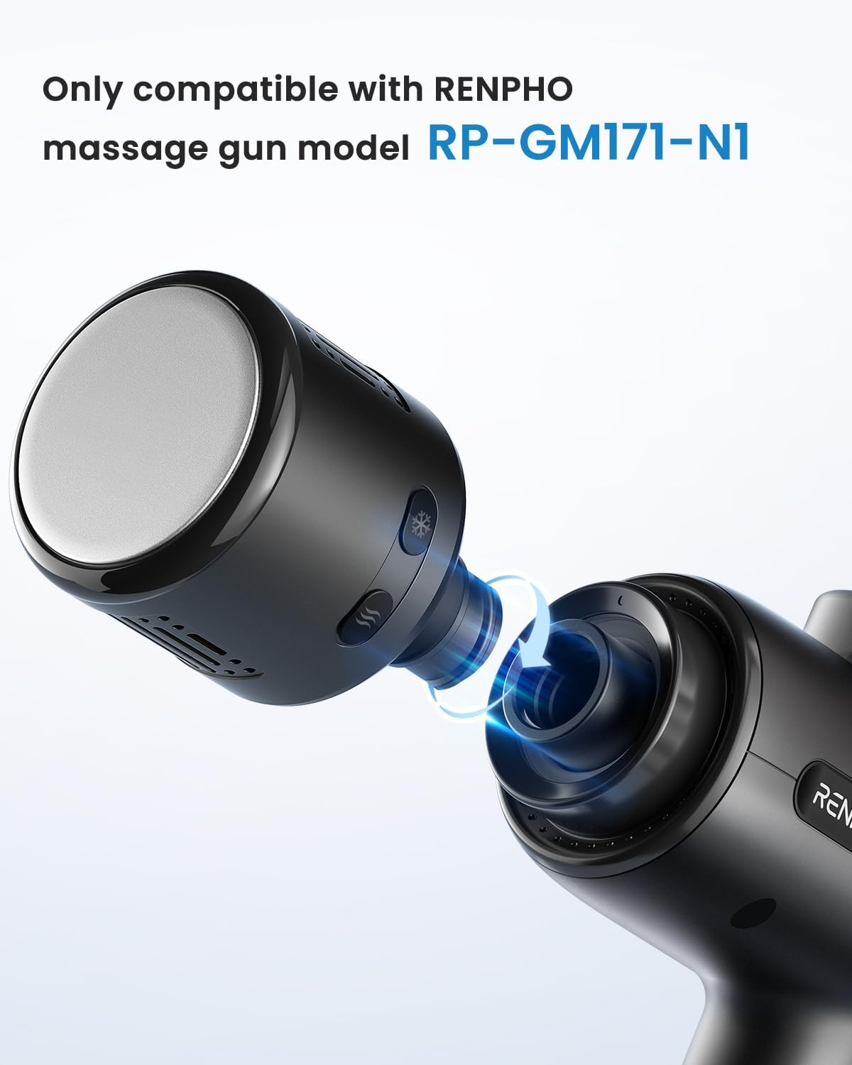 RENPHO Massage Gun Head with Heat and Cool for Model RP-GM171-N1, R-WMG08, Percussion Muscle Massager Attachment, Portable Rechargeable Handheld Accessory