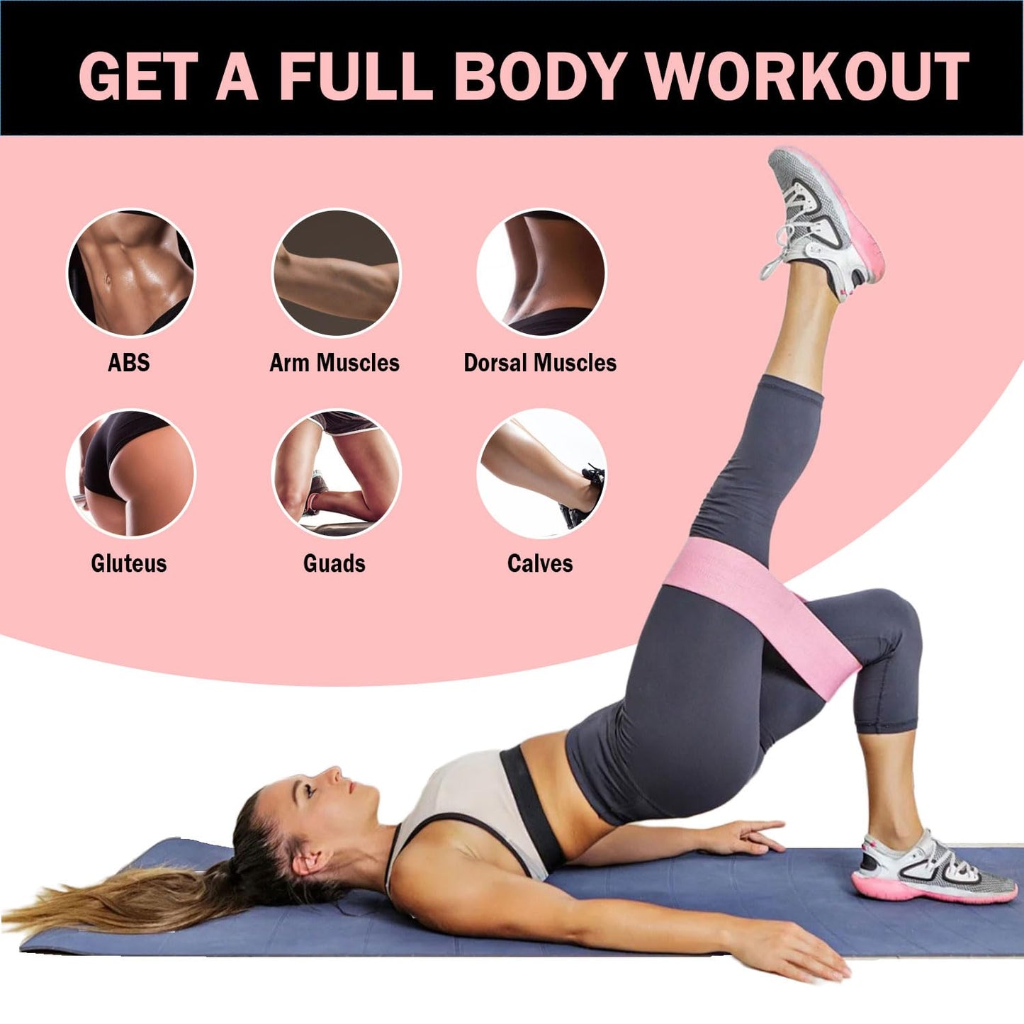 Non-Slip Fabric Resistance Bands for Working Out, Loop Exercise Bands for Booty Leg, Butt, Glute, Stretch Workout Bands for Women & Men, Hip Elastic Bands for Home Gym Fitness, Yoga, Pilates