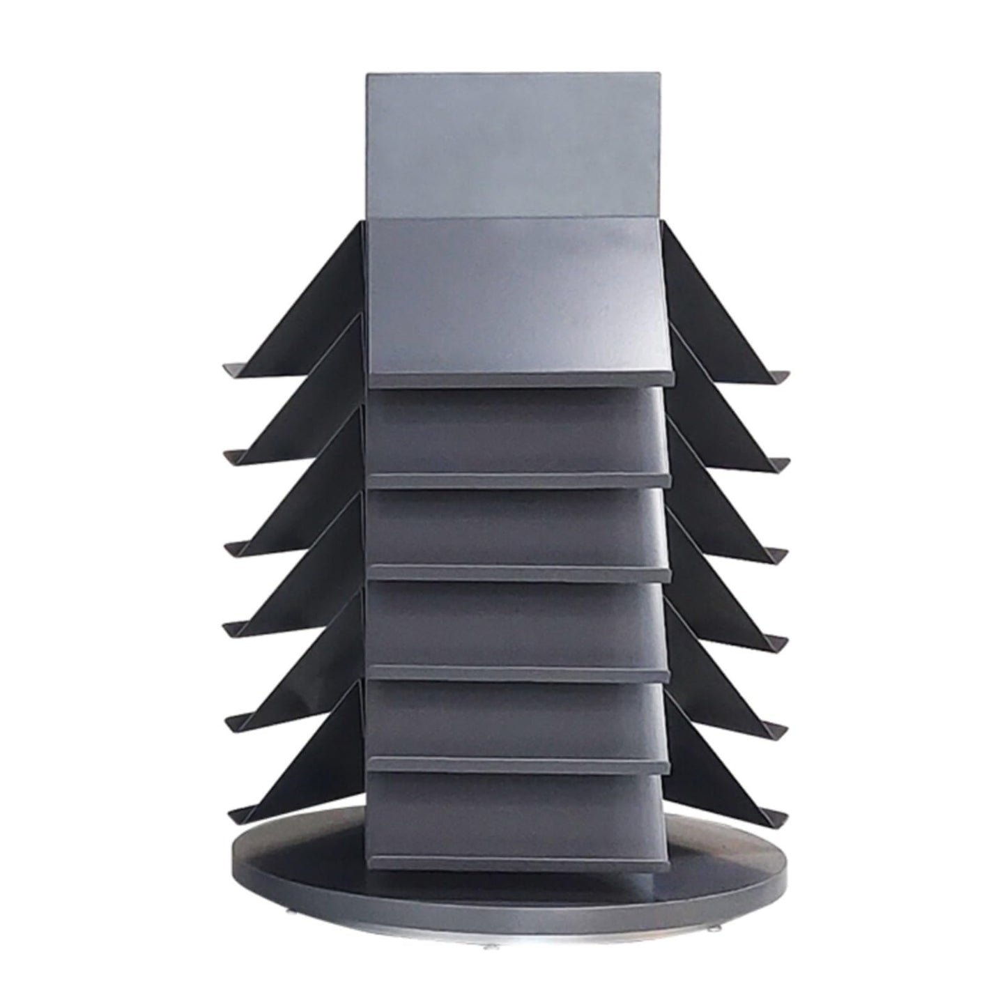 ZOCWJK Rotatable Marble Slab Display Stand, Gray Porcelain Rack with 18 Card Slots, Iron Tile Sample Holder, Wooden Floor Storage Shelf, Perfect for Showrooms and Reta,Black,Gray-40x40x59cm