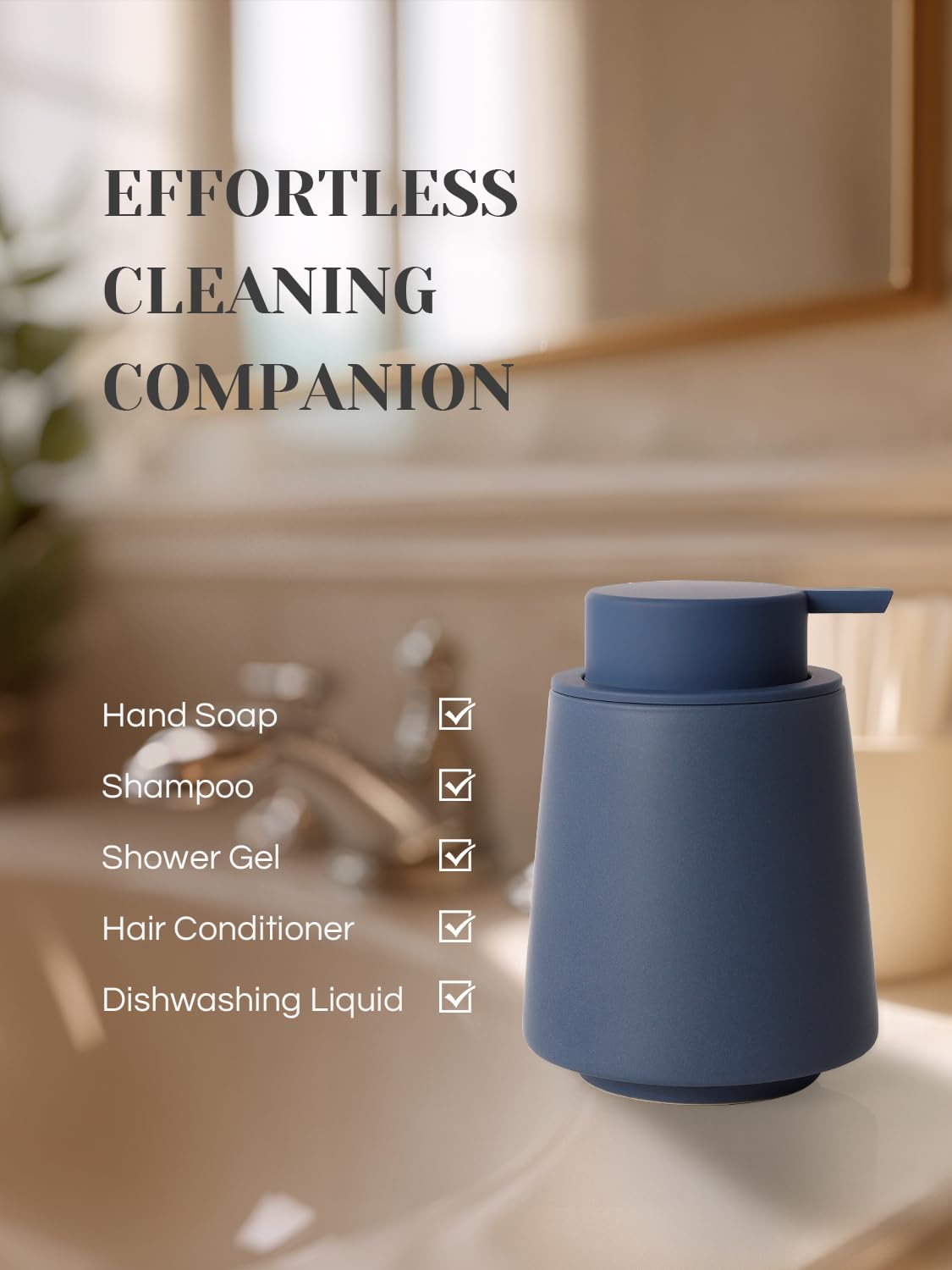 INGOFIN Ceramic Foaming Soap Dispenser -14 oz Foam Hand Soap Dispenser Bathroom Modern Refillable Dish Wash Bottle for Kitchen with Large Pump Matte Green