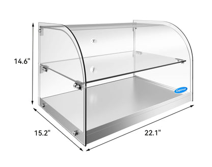Capeivan Commercial Countertop Bakery Display Case - 1.59 Cu.Ft. Tempered Glass Pastry Showcase with Aluminum Frame, 22.1"×15.2"×14.6" for Cookies, Donuts, Cupcakes.
