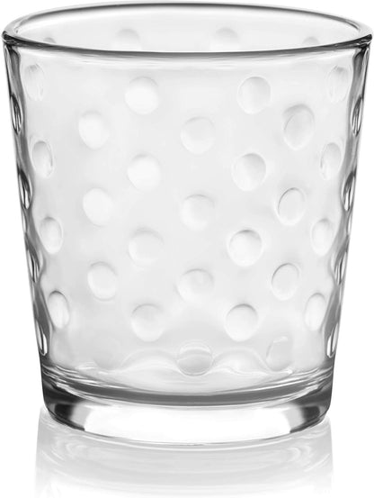 Libbey Awa Tumbler and Rock Glasses Set - Elegant Polka Dot Drinking Glasses, 16 All Purpose Cups for Events